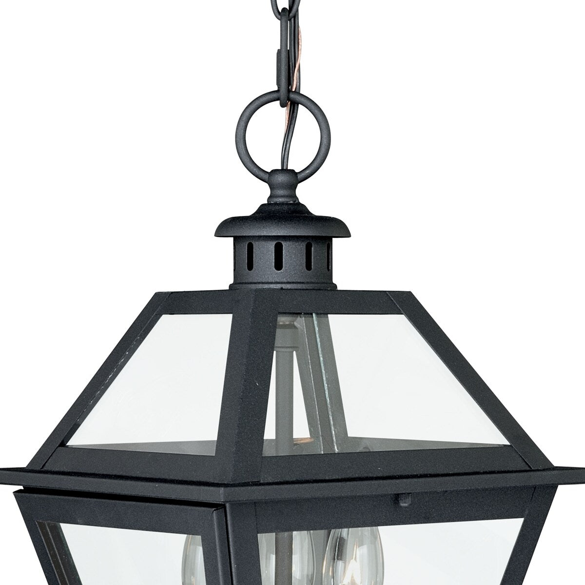 Nottingham 3 Light Black Outdoor Lantern Pendant Clear Glass - 9-in W x 16-in H x 9-in D