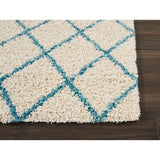 Nourison Brisbane Shag Ivory Aqua Rug - 8'2" x 10'