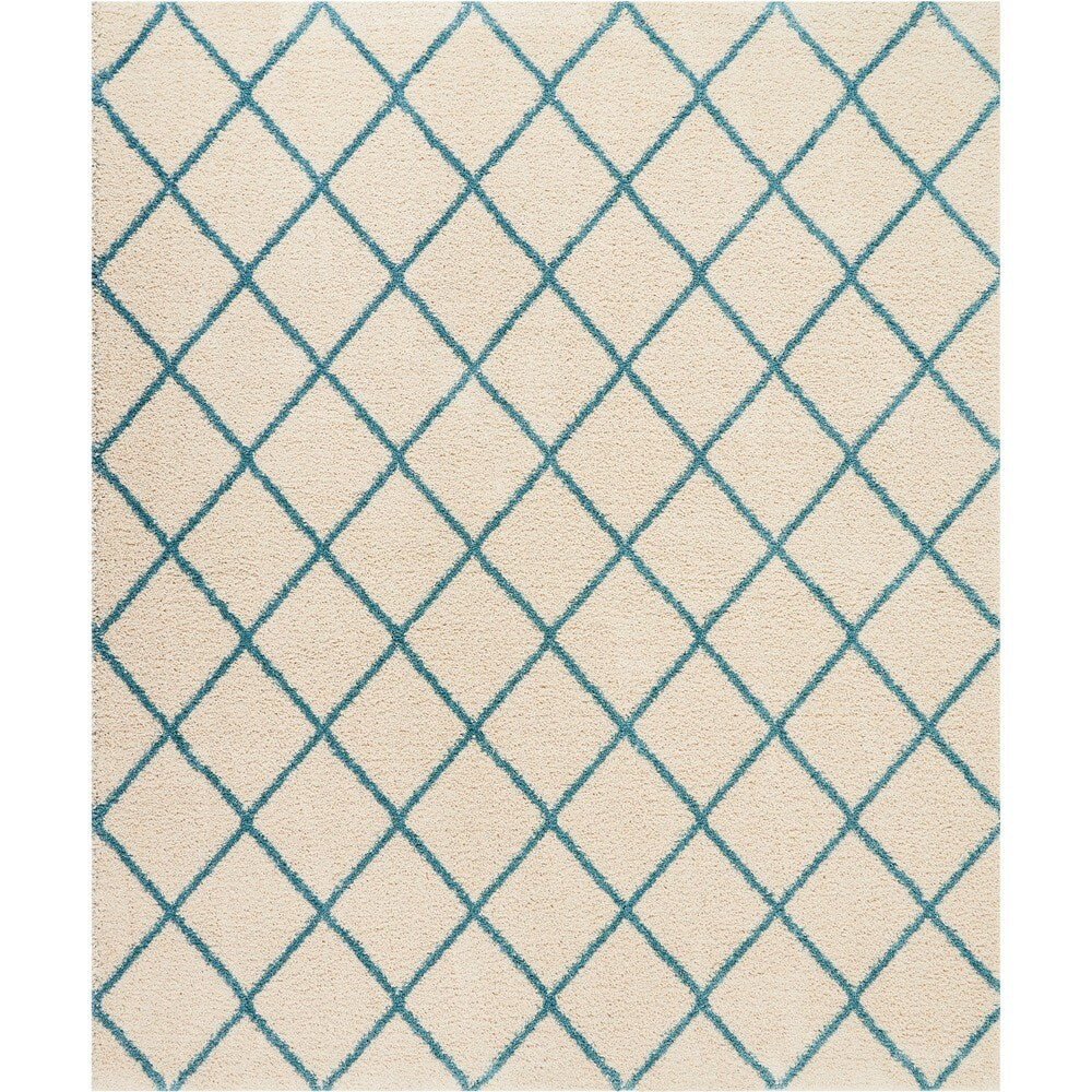 Nourison Brisbane Shag Ivory Aqua Rug - 8'2" x 10'