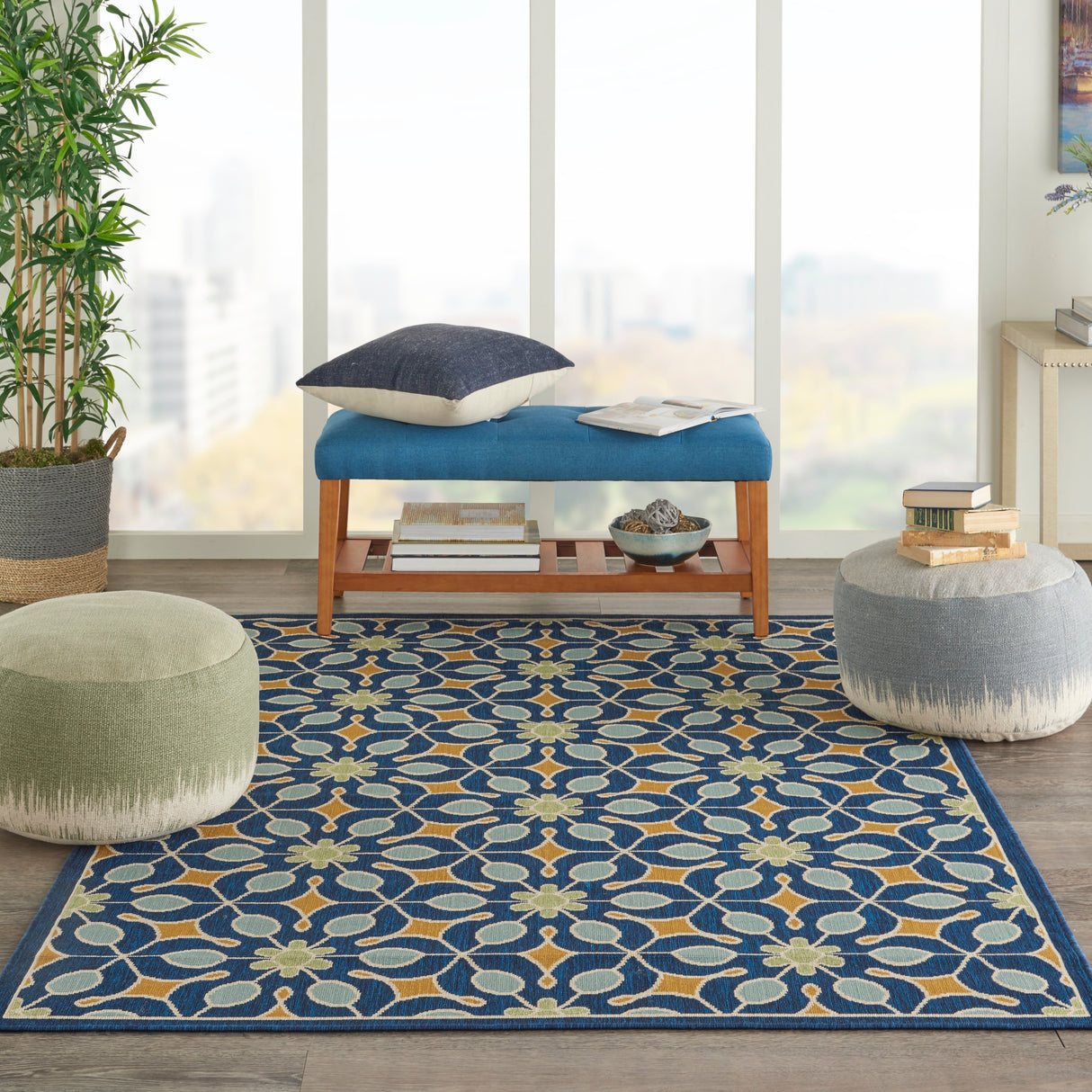 Nourison Caribbean Contemporary Floral Indoor/ Outdoor Area Rug