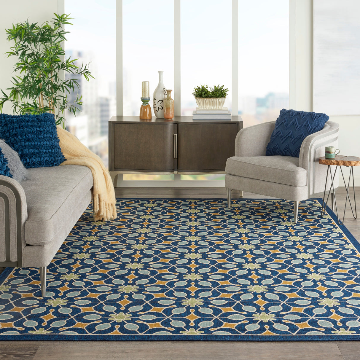 Nourison Caribbean Contemporary Floral Indoor/ Outdoor Area Rug