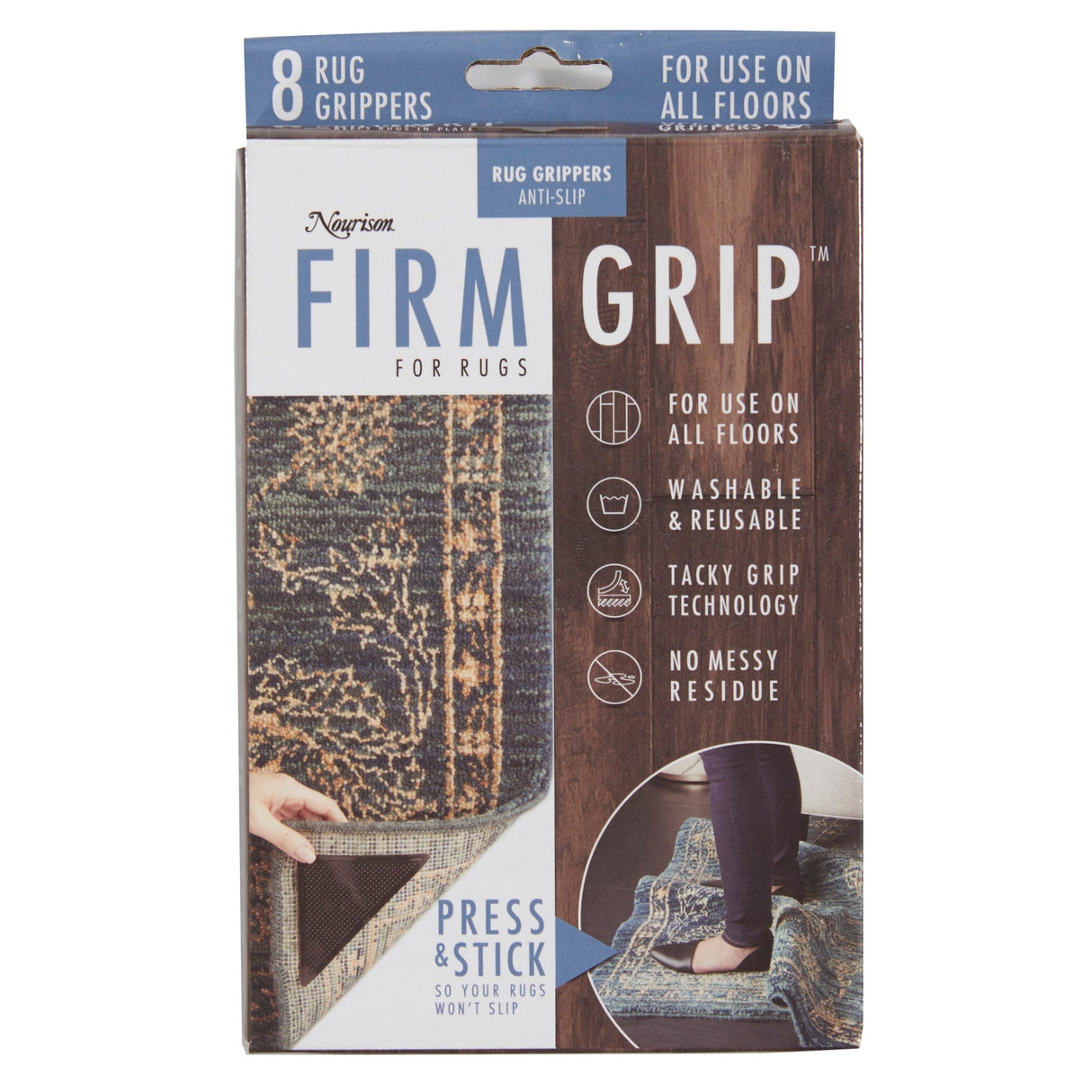 Nourison Firm Grip Anti Slip Rug Gripper - Black - 6" x 3"