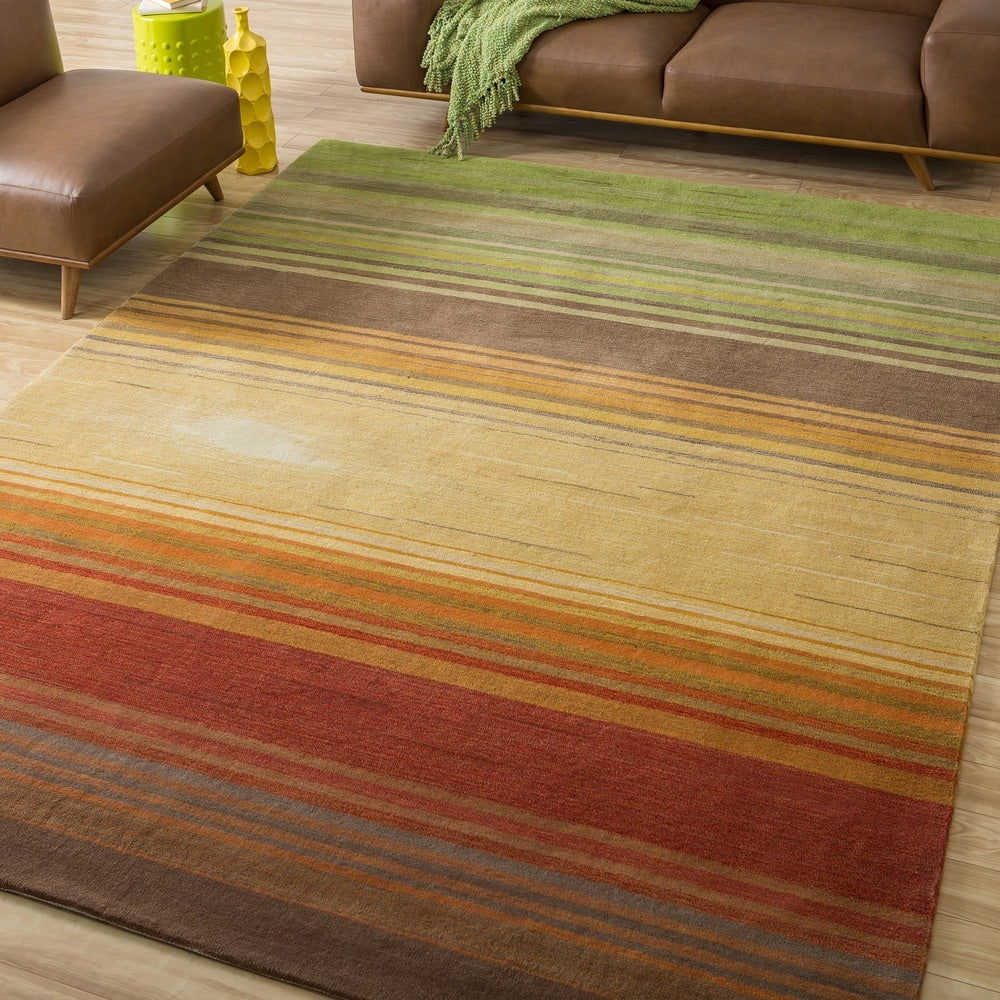 Nourison Contour Transitional Impressionist Horizontal Stripe Hand-tufted Area Rug