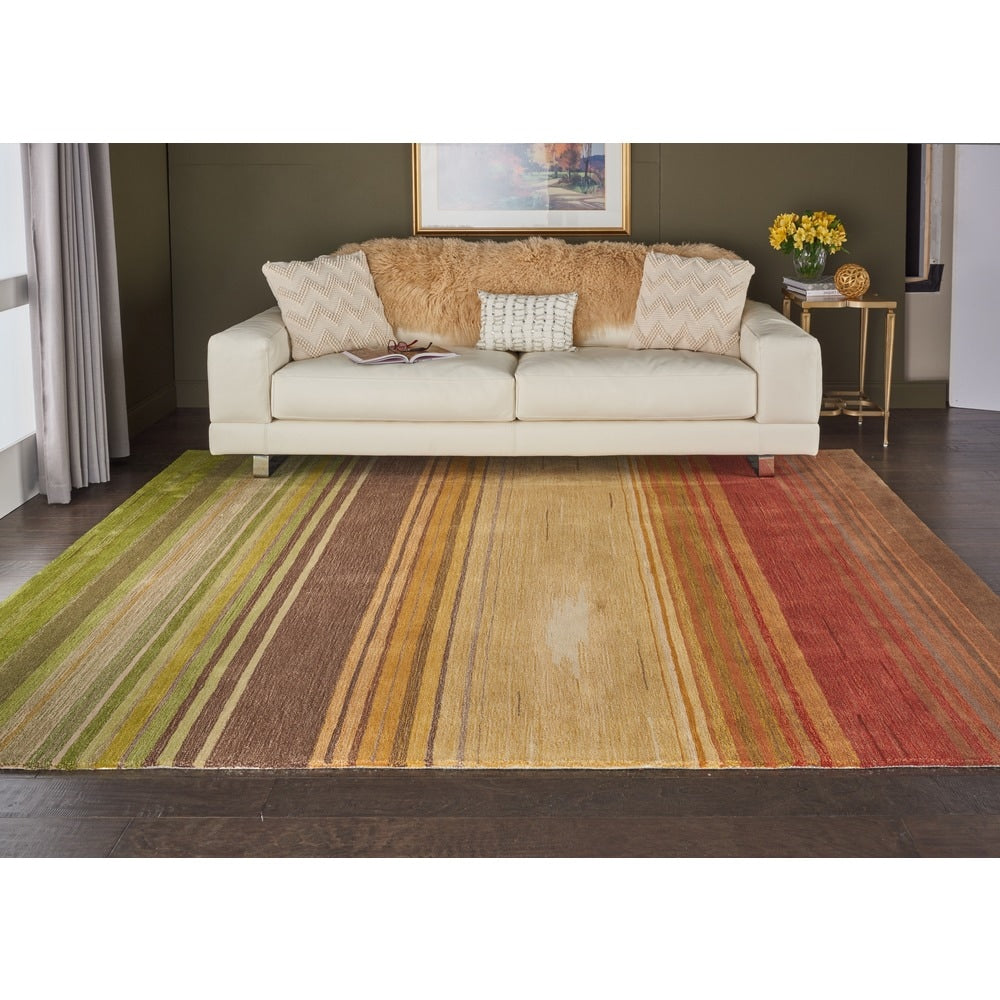 Nourison Contour Transitional Impressionist Horizontal Stripe Hand-tufted Area Rug