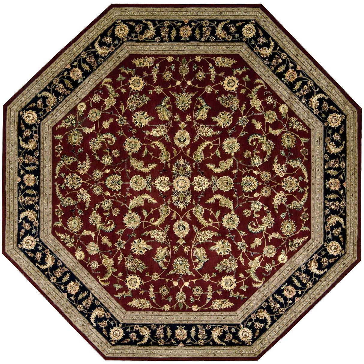 Nourison Hand-tufted Persian Floral Wool and Silk Burgundy Area Rug