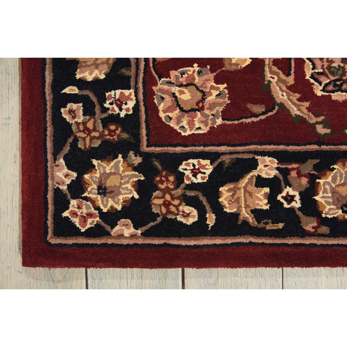 Nourison Hand-tufted Persian Floral Wool and Silk Burgundy Area Rug