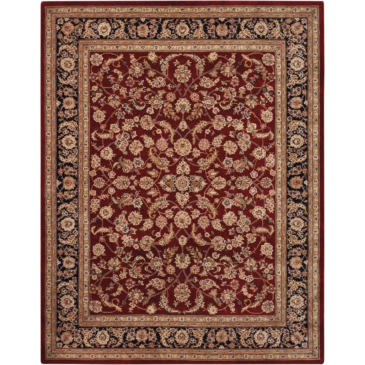 Nourison Hand-tufted Persian Floral Wool and Silk Burgundy Area Rug