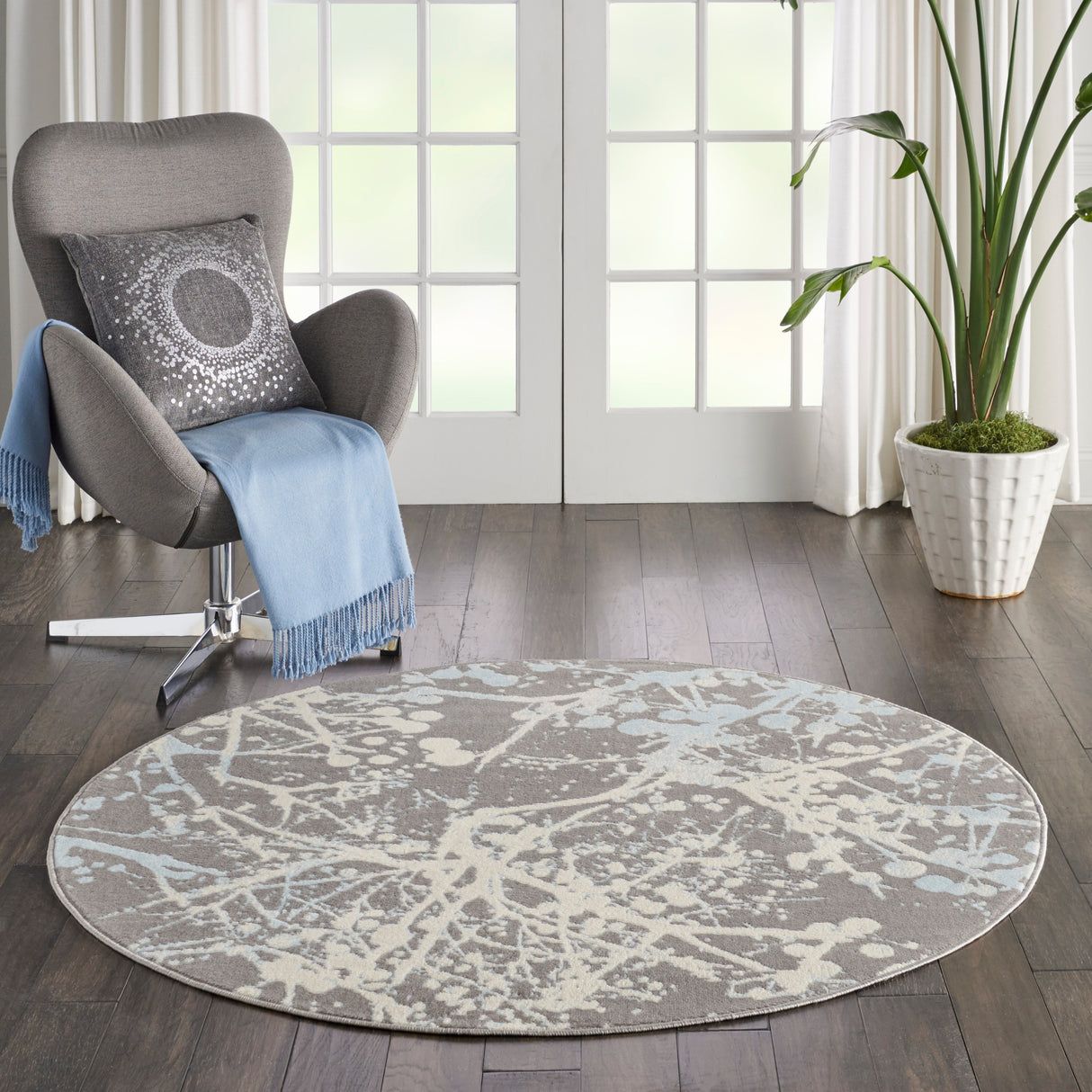 Nourison Jubilant Modern Botanical Abstract Grey Area Rug