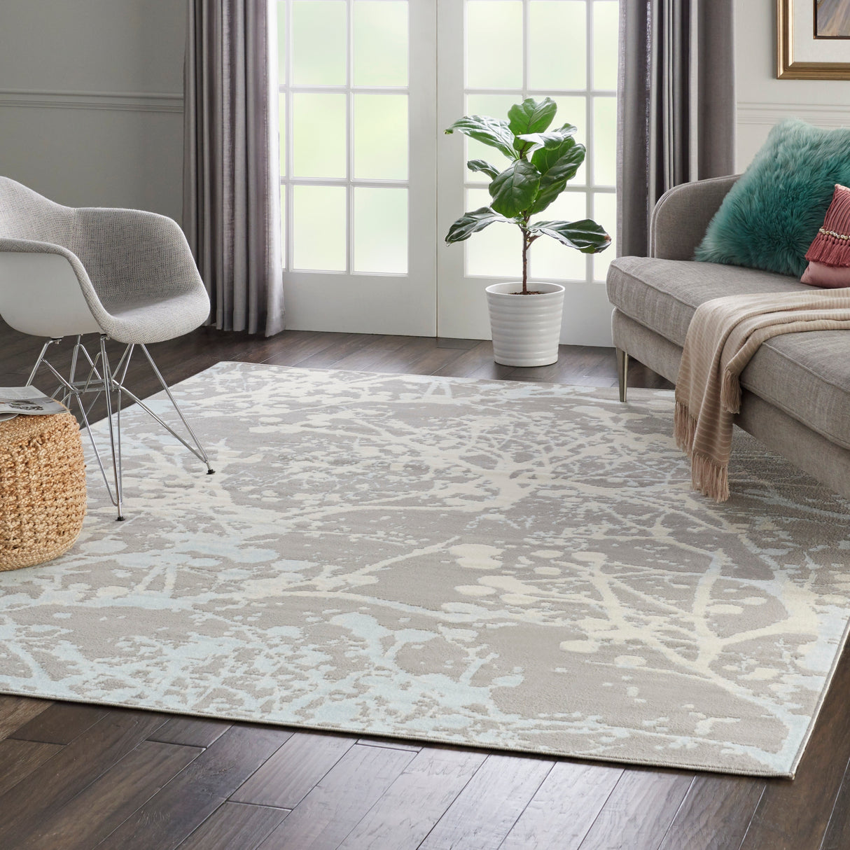 Nourison Jubilant Modern Botanical Abstract Grey Area Rug