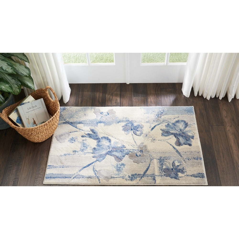 Nourison Somerset Vintage Watercolor Floral Pattern Area Rug