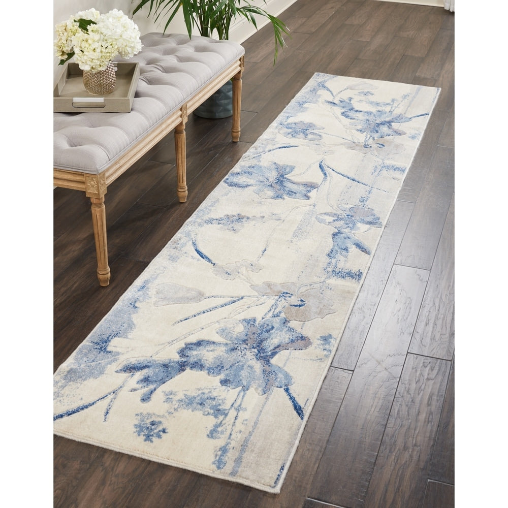 Nourison Somerset Vintage Watercolor Floral Pattern Area Rug