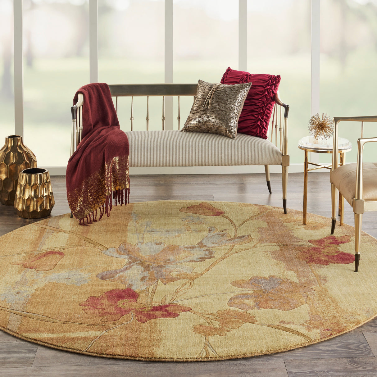 Nourison Somerset Vintage Watercolor Floral Pattern Area Rug