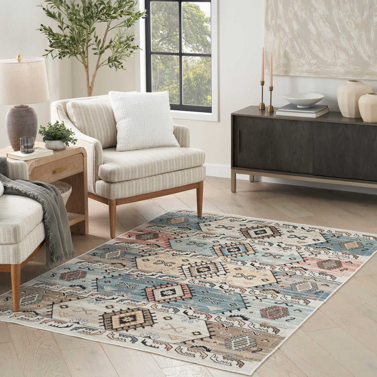 Nourison Washable Beauty Machine Washable Indoor only Multicolored Geometric Area Rug