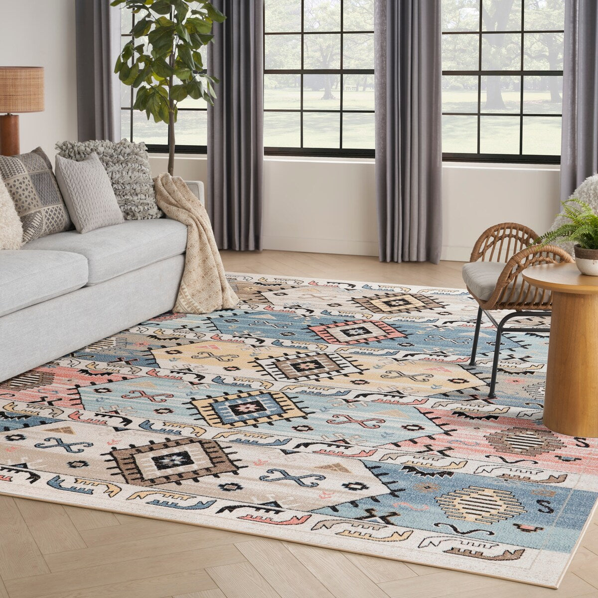 Nourison Washable Beauty Machine Washable Indoor only Multicolored Geometric Area Rug
