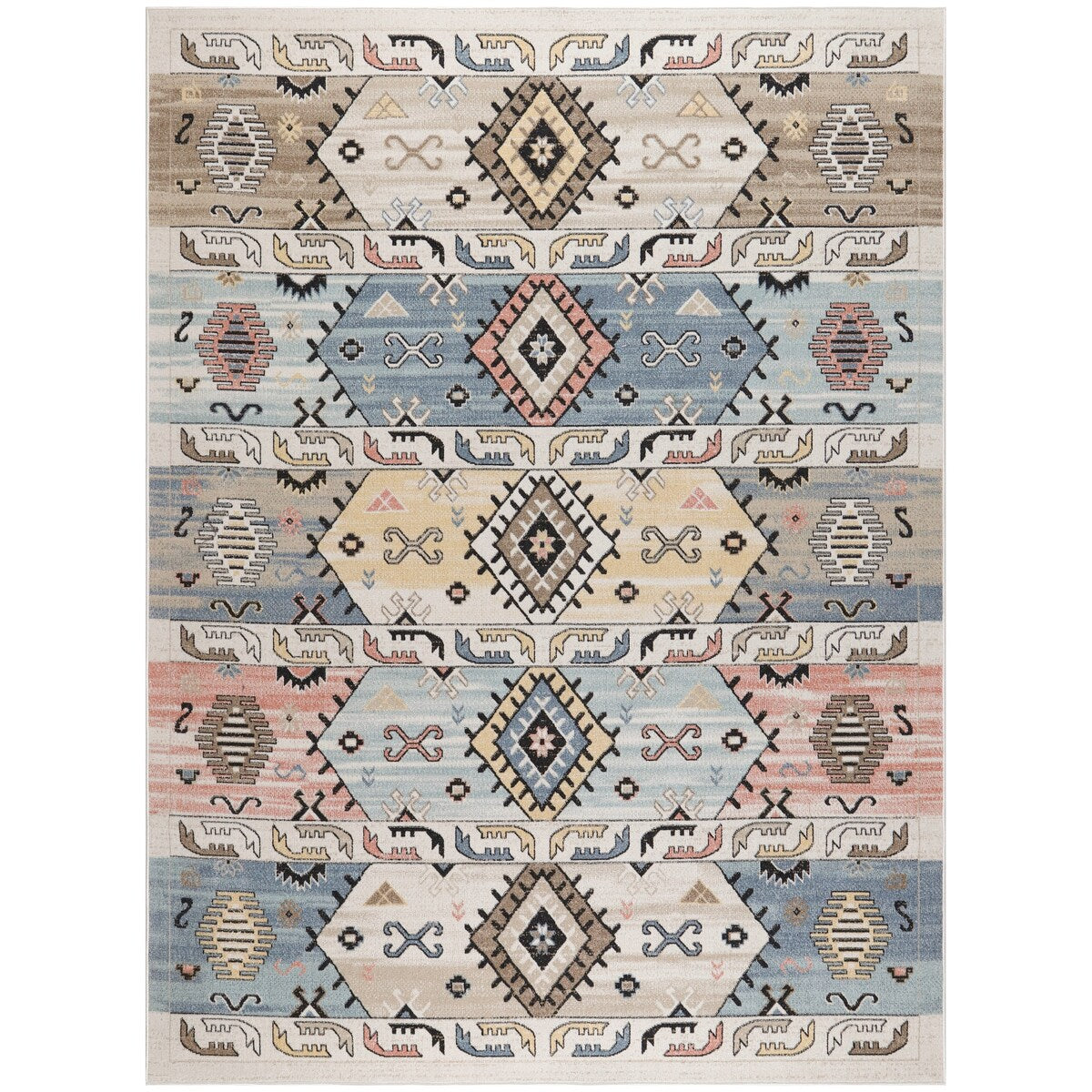 Nourison Washable Beauty Machine Washable Indoor only Multicolored Geometric Area Rug