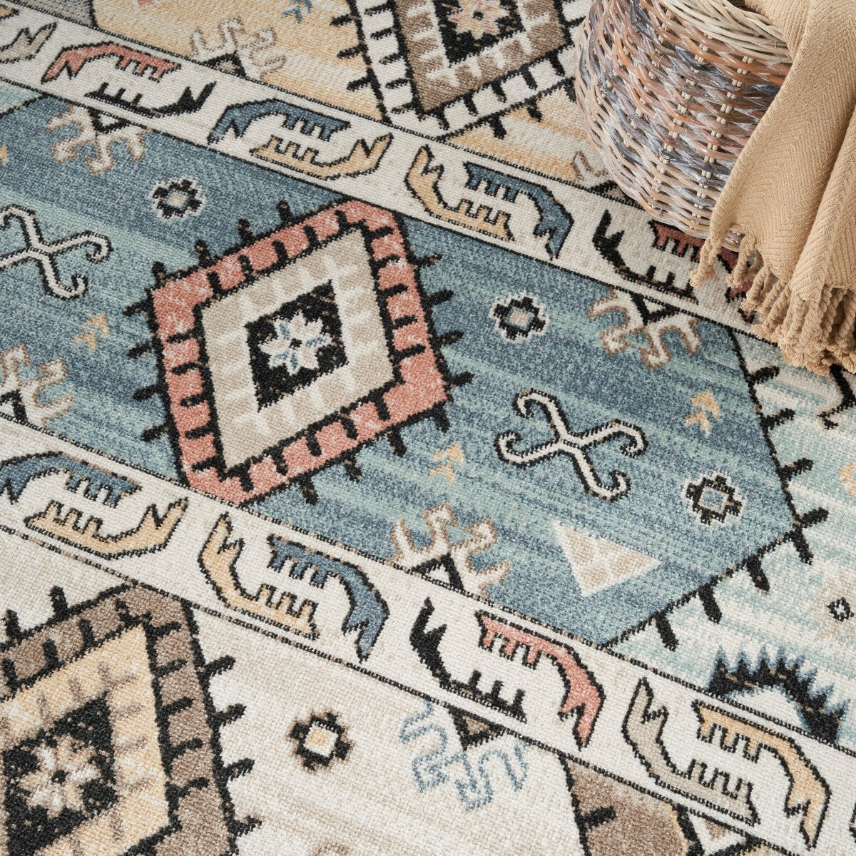 Nourison Washable Beauty Machine Washable Indoor only Multicolored Geometric Area Rug