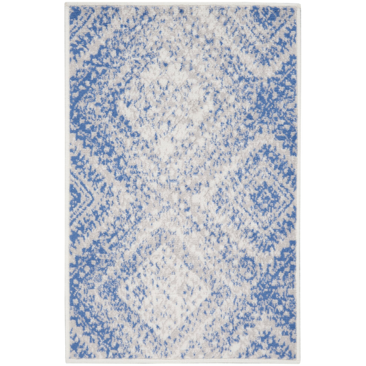 Nourison Whimsicle Boho Distressed Tribal Ivory Blue Area Rug