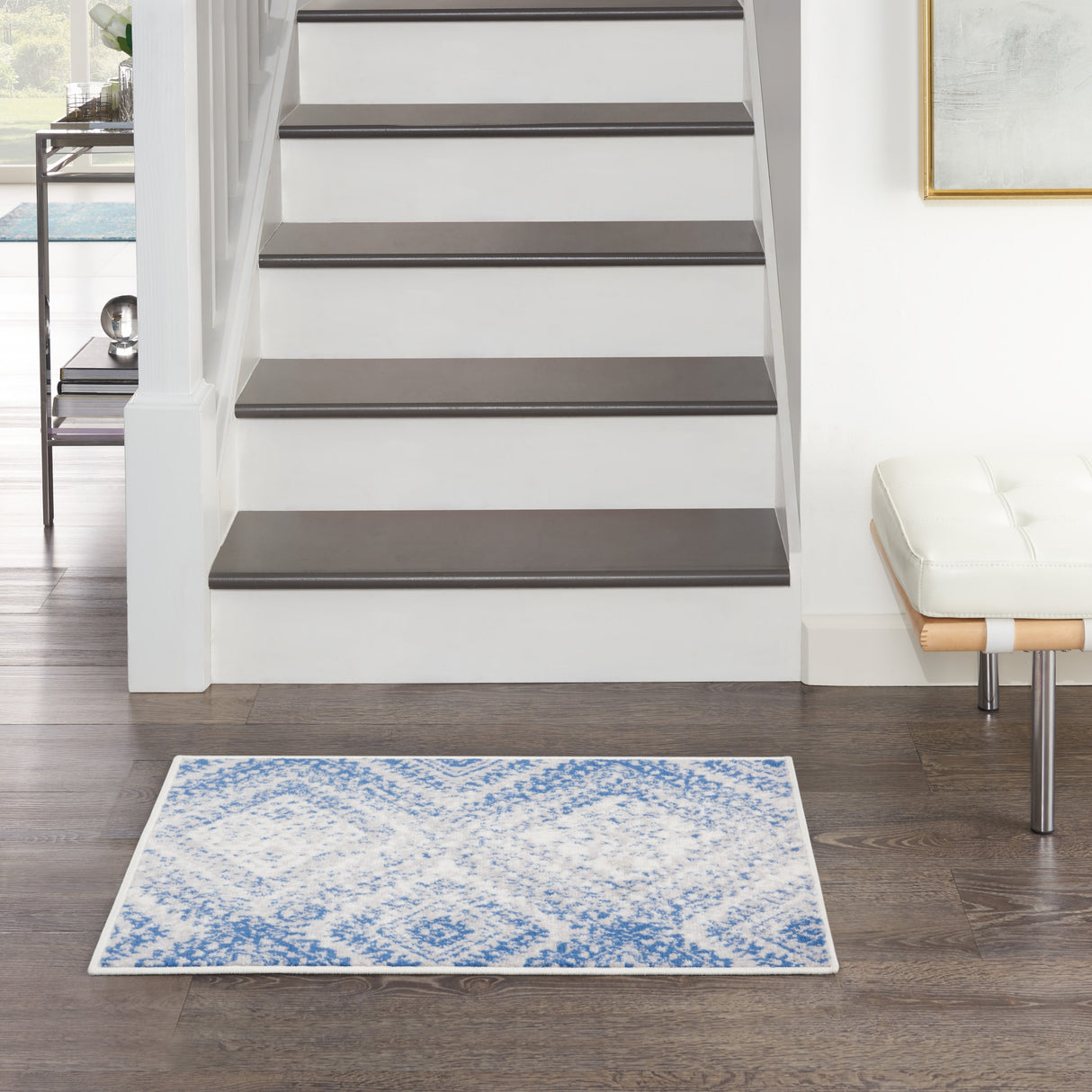 Nourison Whimsicle Boho Distressed Tribal Ivory Blue Area Rug