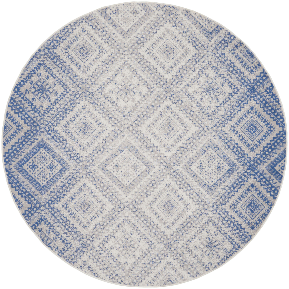 Nourison Whimsicle Boho Distressed Tribal Ivory Blue Area Rug