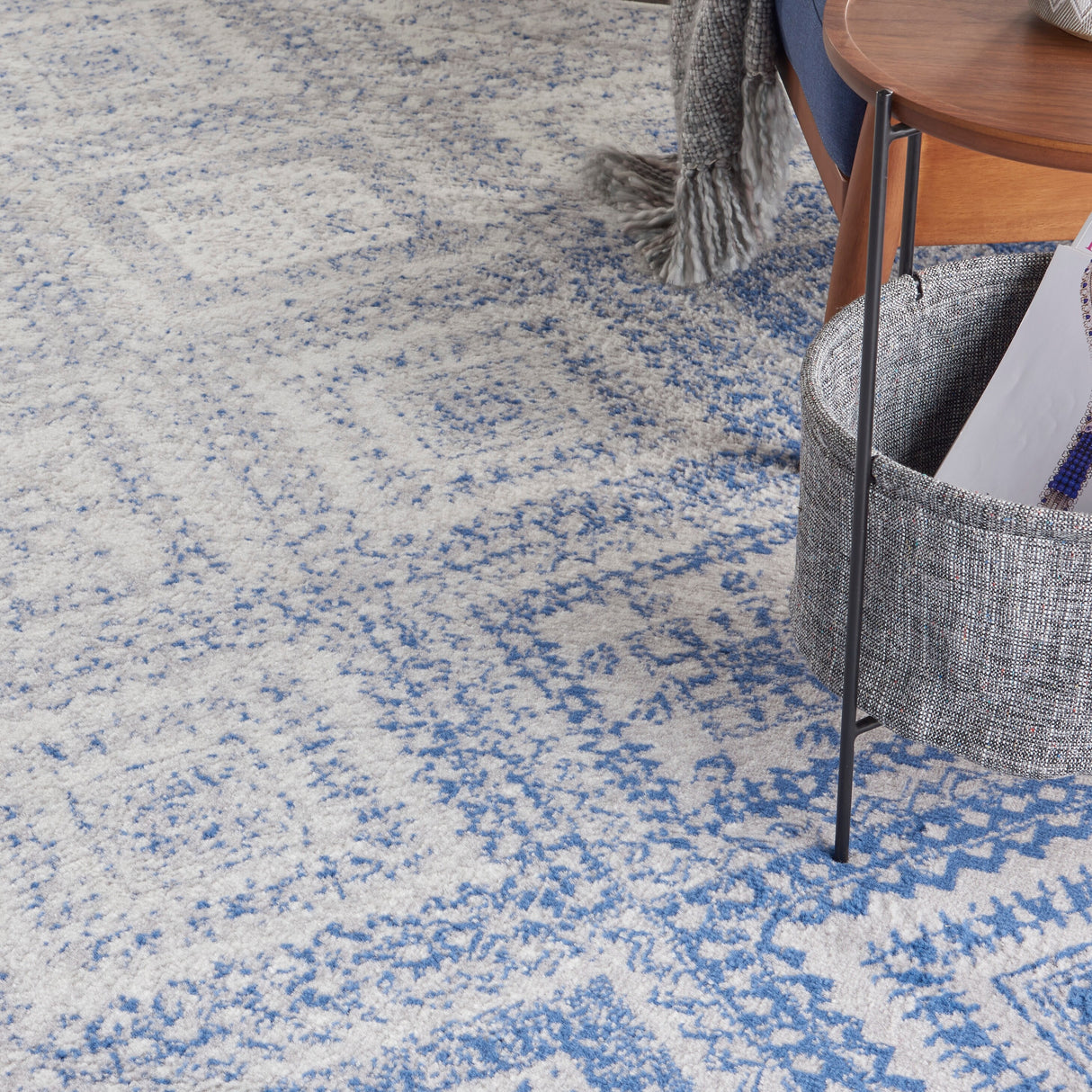 Nourison Whimsicle Boho Distressed Tribal Ivory Blue Area Rug