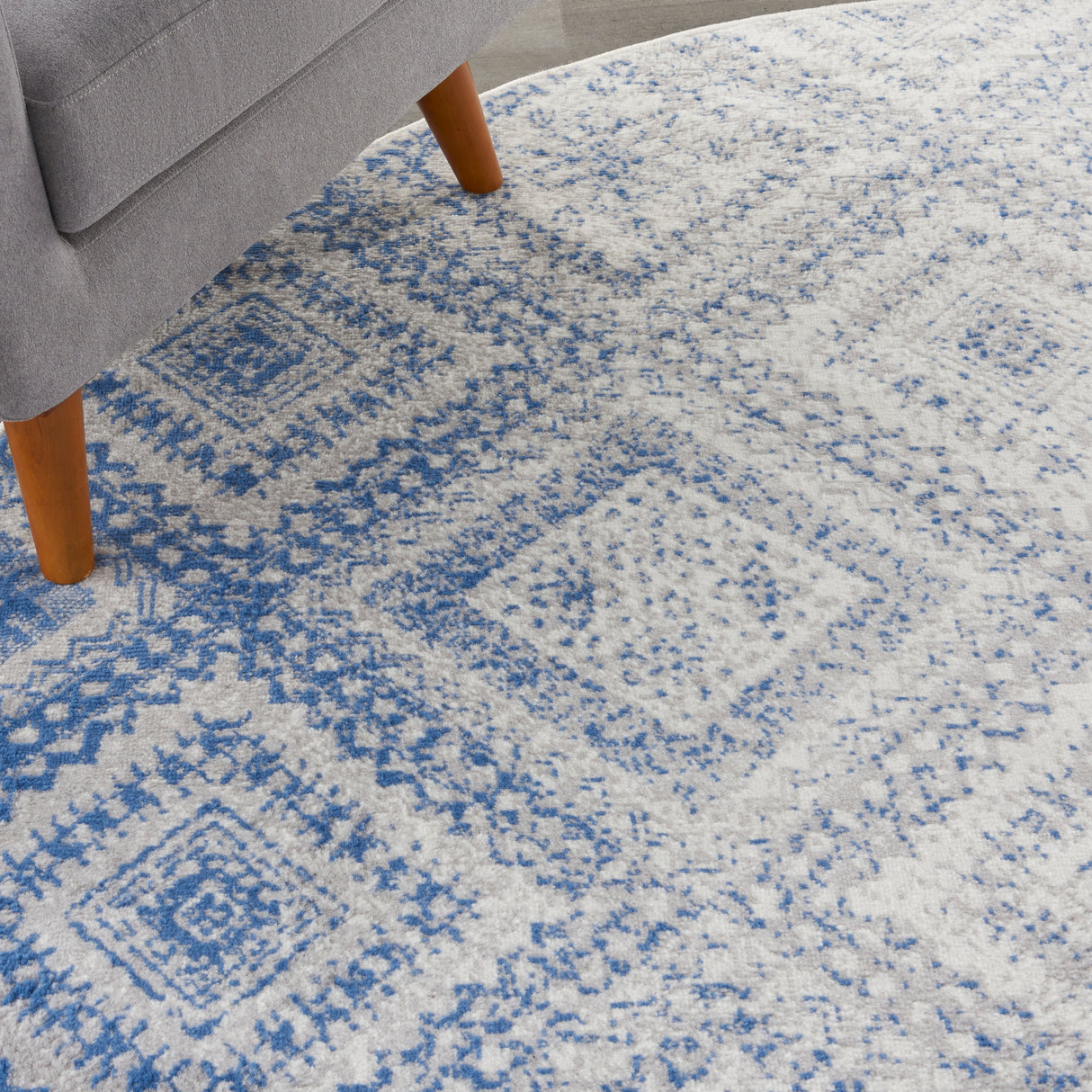 Nourison Whimsicle Boho Distressed Tribal Ivory Blue Area Rug