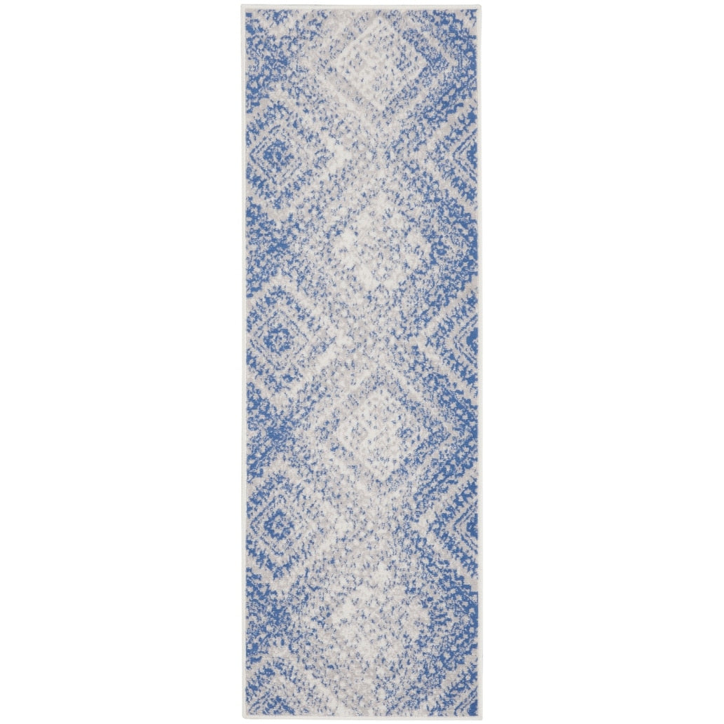 Nourison Whimsicle Boho Distressed Tribal Ivory Blue Area Rug