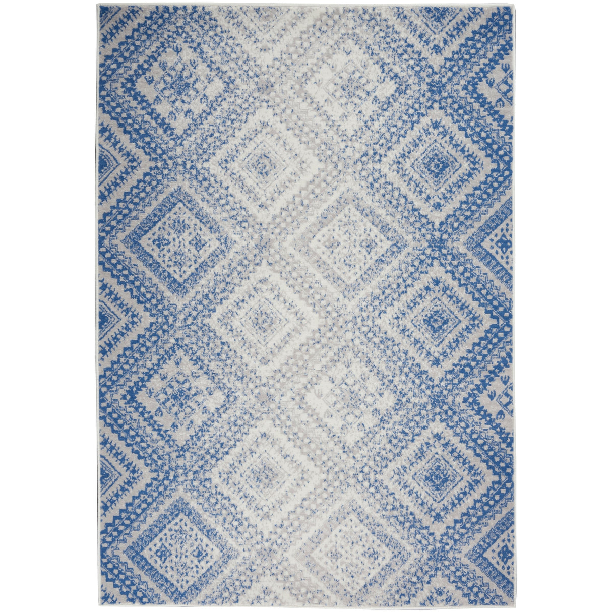 Nourison Whimsicle Boho Distressed Tribal Ivory Blue Area Rug