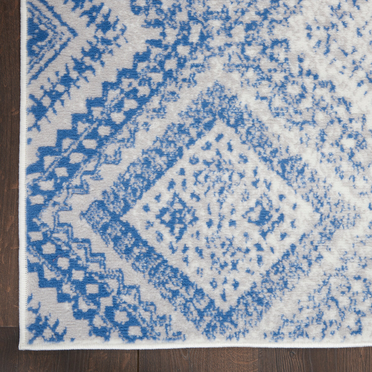 Nourison Whimsicle Boho Distressed Tribal Ivory Blue Area Rug