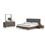 Nova Domus Metcalf Mid-Century Walnut & Grey Bed