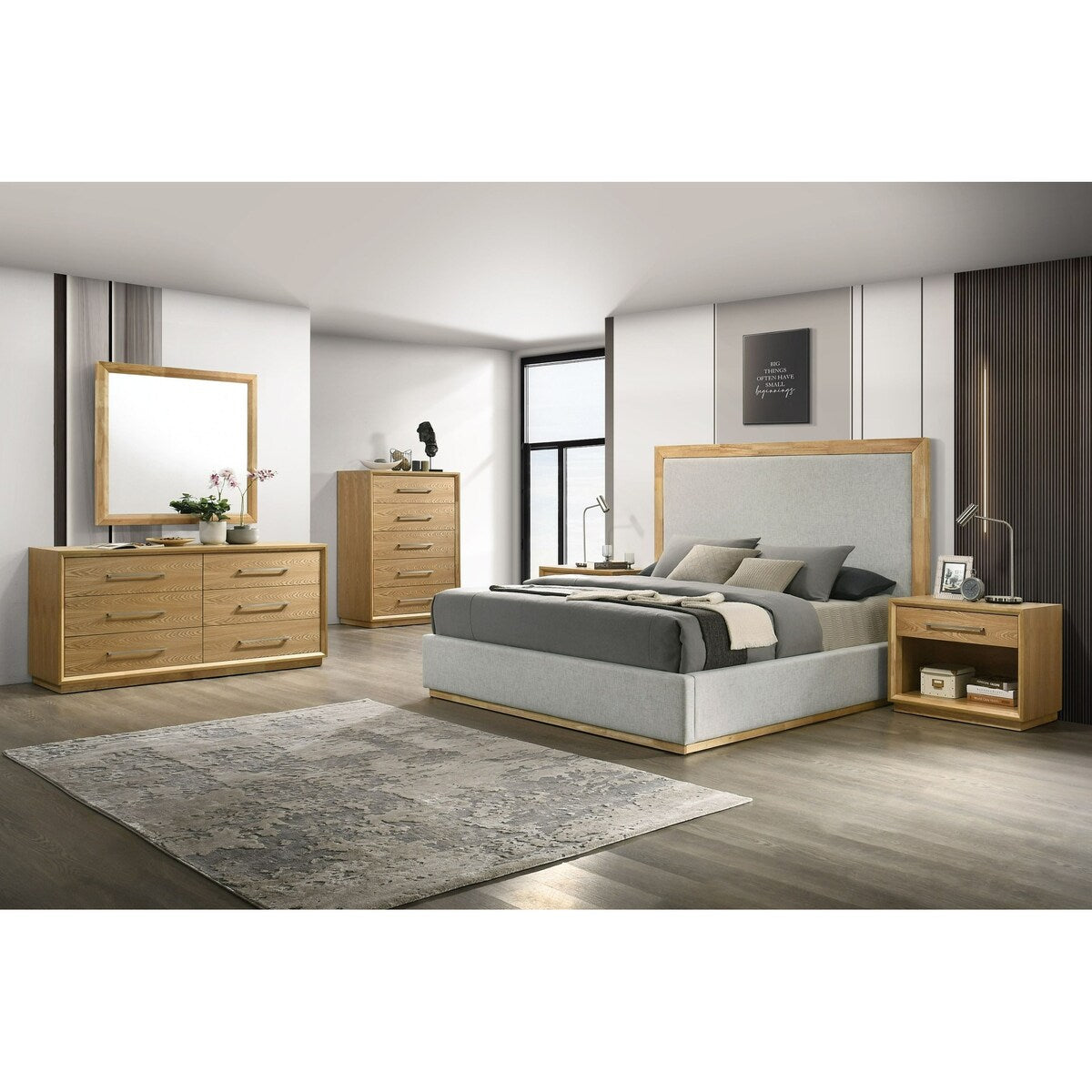Nova Domus Santa Barbara Modern Natural Rectangular Mirror - White/Oak