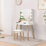 Nova Furniture Vanity Desk with Lighted Mirror,Makeup Table Set for Women Girls,Dressing Table with Drawers for Bedroom,White