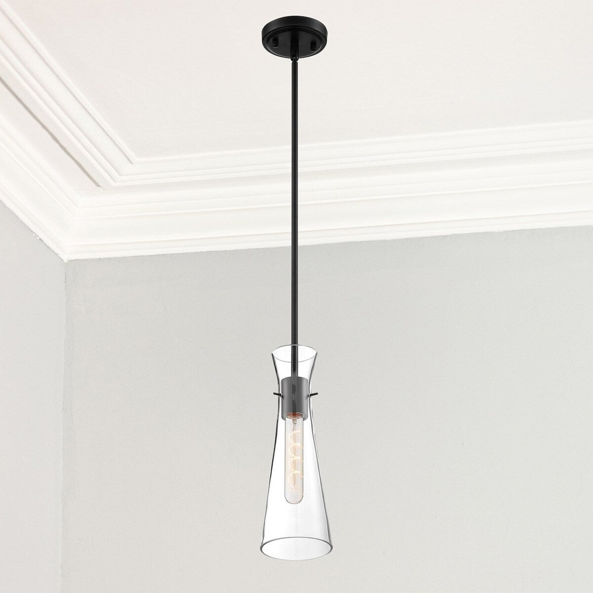 Nova Lighting One Light Mini Pendant Bahari Black - Exact Size