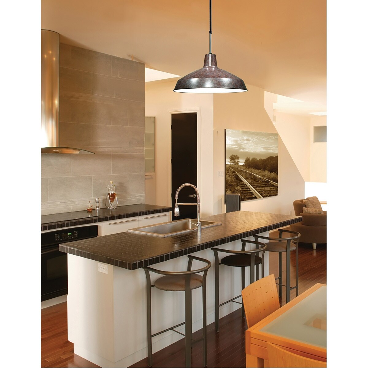 Nova Lighting Two Light Semi Flush Mount Stella Driftwood / Black - Exact Size
