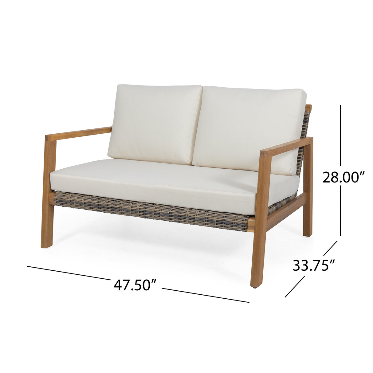 Nova Outdoor 4 Seater Acacia Wood Chat Set with Wicker Accents by Christopher Knight Home