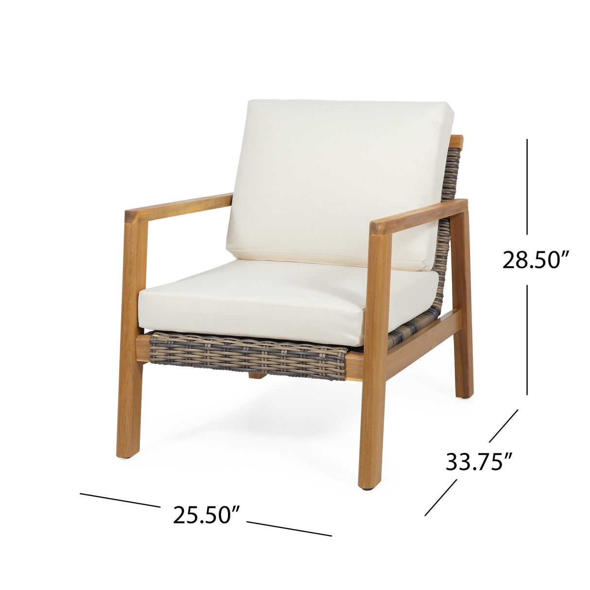 Nova Outdoor 4 Seater Acacia Wood Chat Set with Wicker Accents by Christopher Knight Home