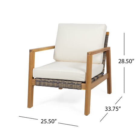 Nova Outdoor 4 Seater Acacia Wood Chat Set with Wicker Accents by Christopher Knight Home