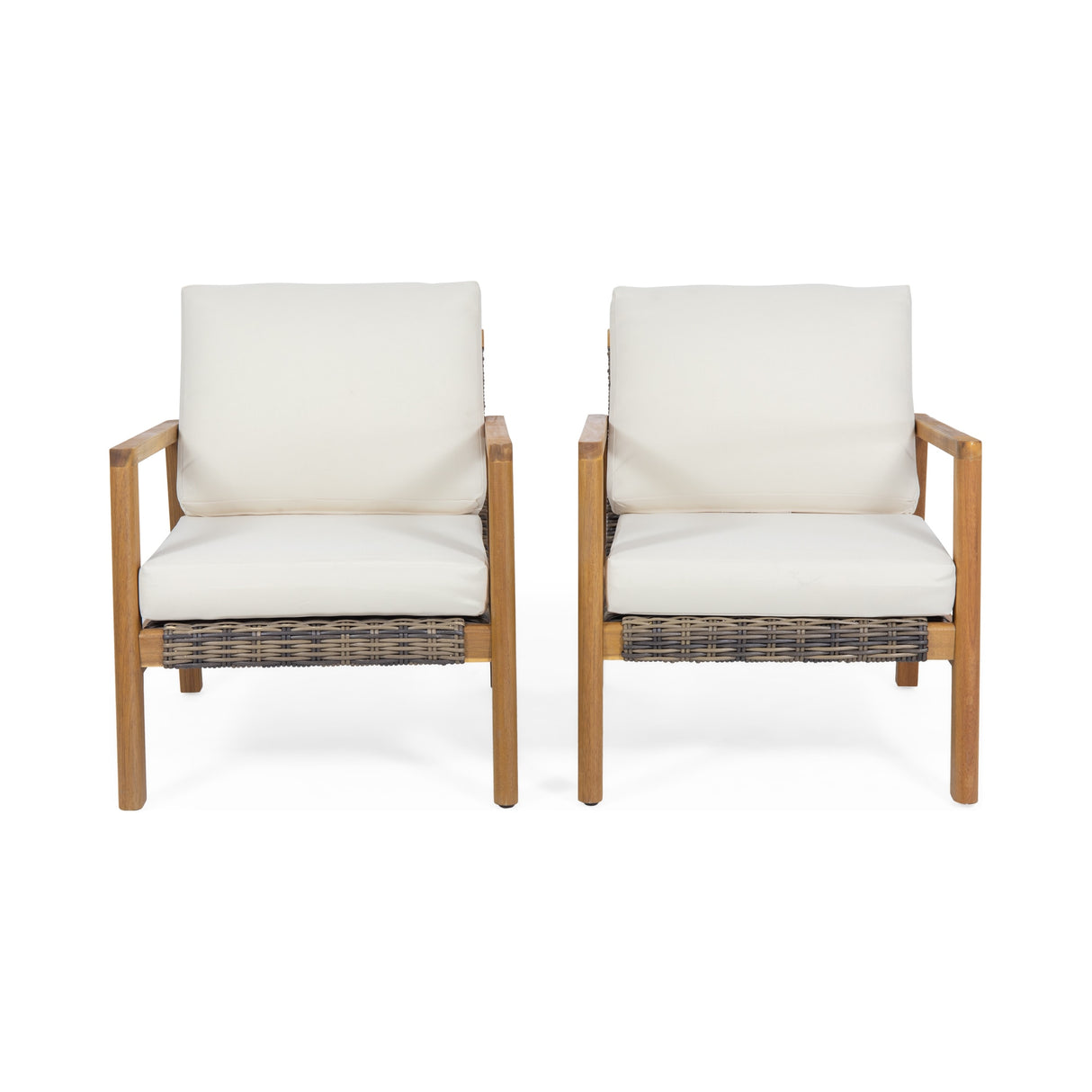 Nova Acacia Wood and Wicker Outdoor Club Chair by Christopher Knight Home