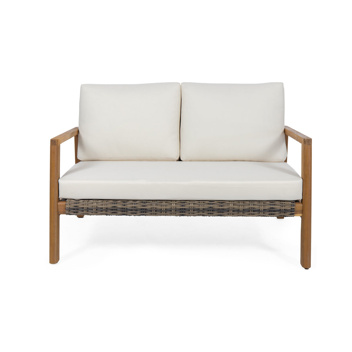 Nova Outdoor Acacia Loveseat with Wicker Accents by Christopher Knight Home