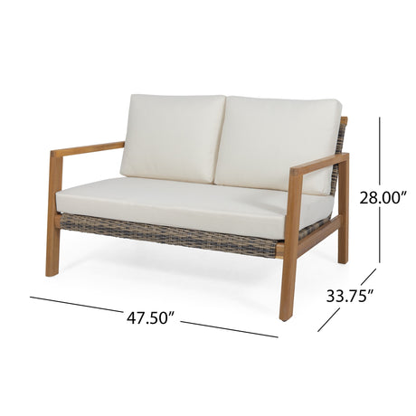 Nova Outdoor Acacia Loveseat with Wicker Accents by Christopher Knight Home