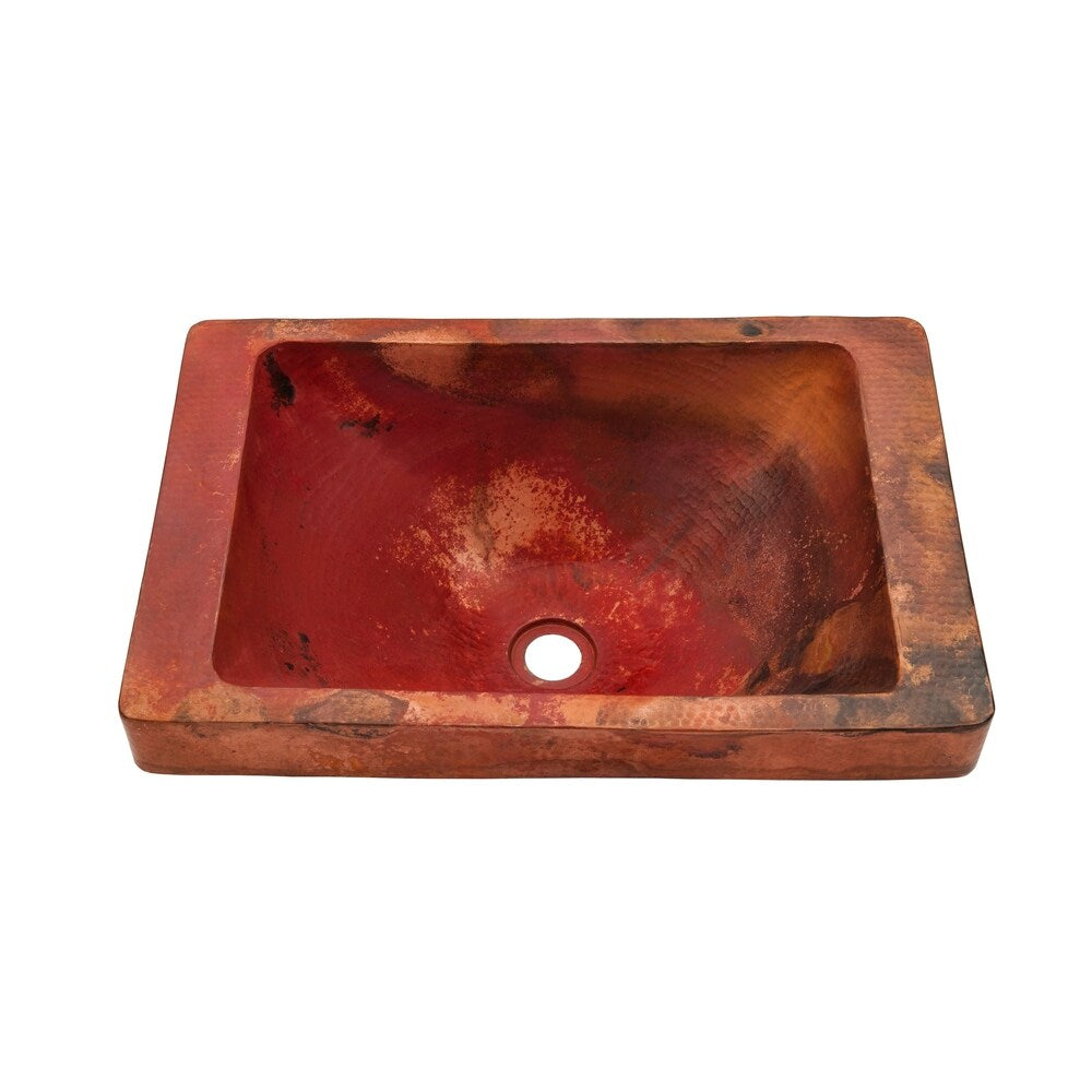 Novatto Santa Cruz Copper Drop-in Bathroom Sink, Natural