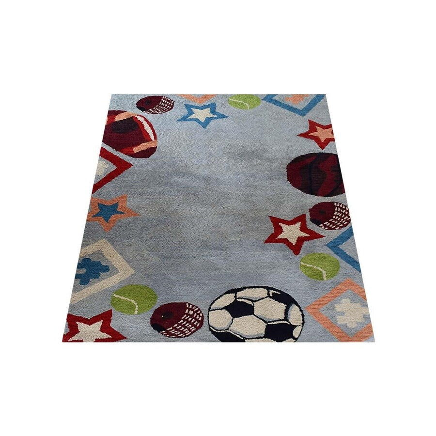 Novelty Sports Theme Hand Tufted Carpet Indian Oriental Kids Area Rug