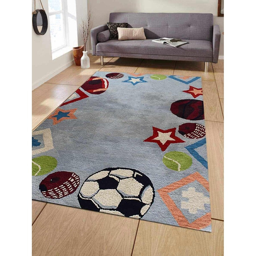 Novelty Sports Theme Hand Tufted Carpet Indian Oriental Kids Area Rug