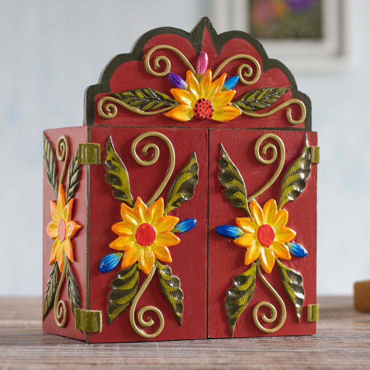 Novica Handmade Andean Kitchen Wood And Ceramic Retablo