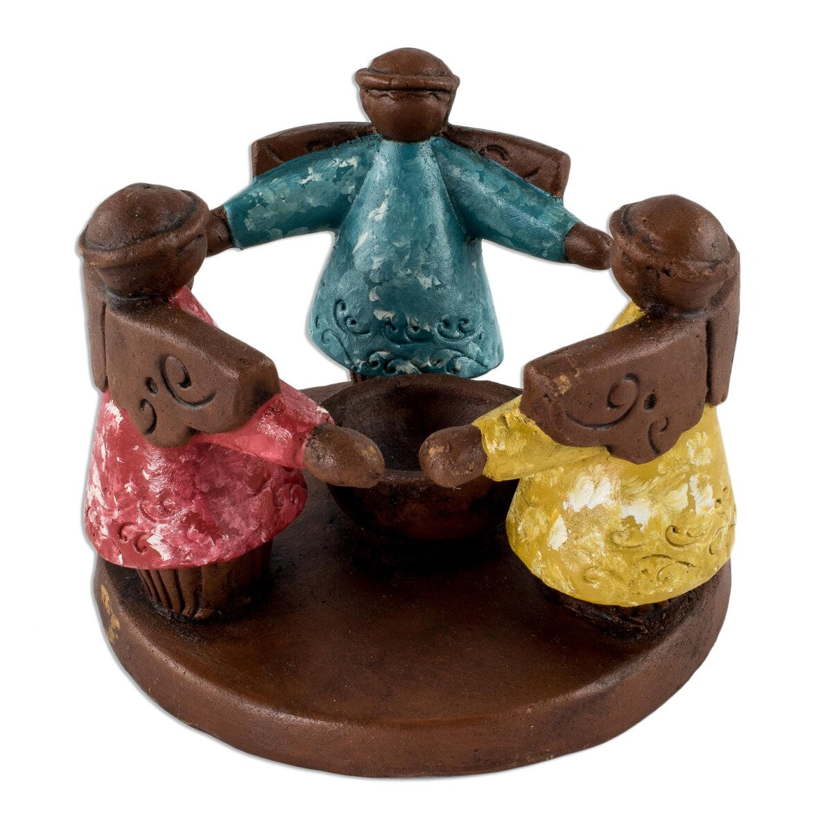 Novica Handmade Angel Ceremony Ceramic Tealight Candleholder