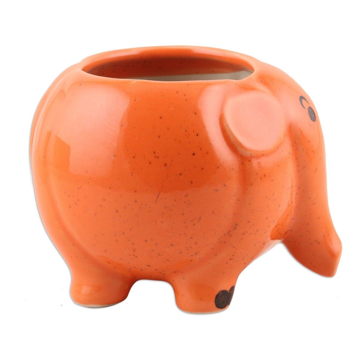 Novica Handmade Apu The Elephant Ceramic Planter