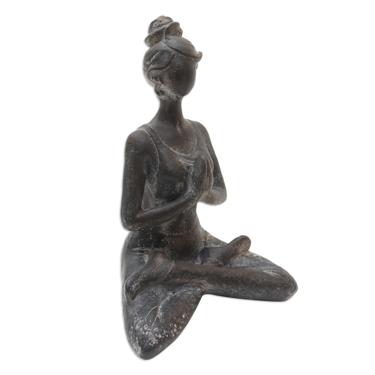 Novica Handmade Asana Pose In Brown Cement Statuette