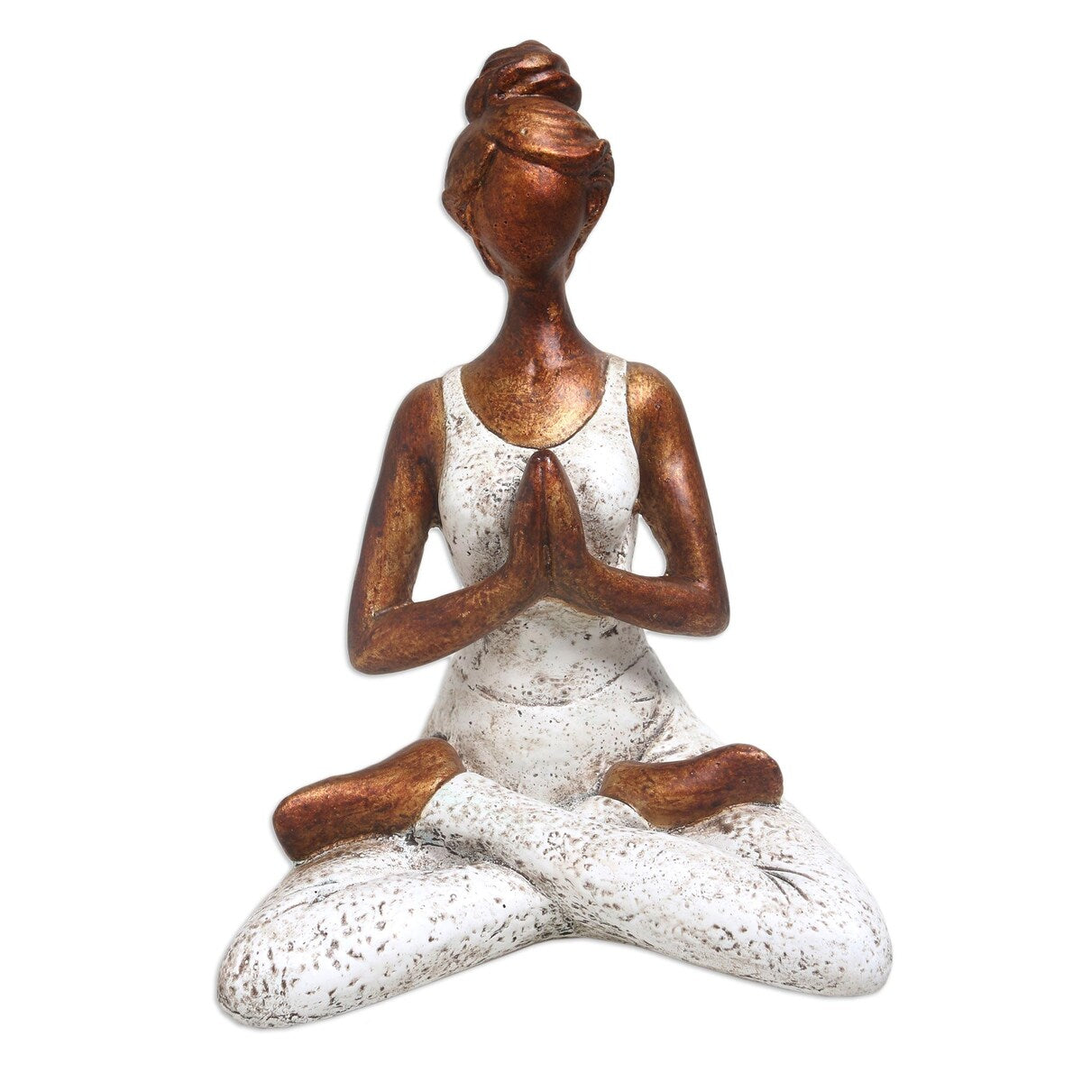 Novica Handmade Asana Pose In White Cement Statuette