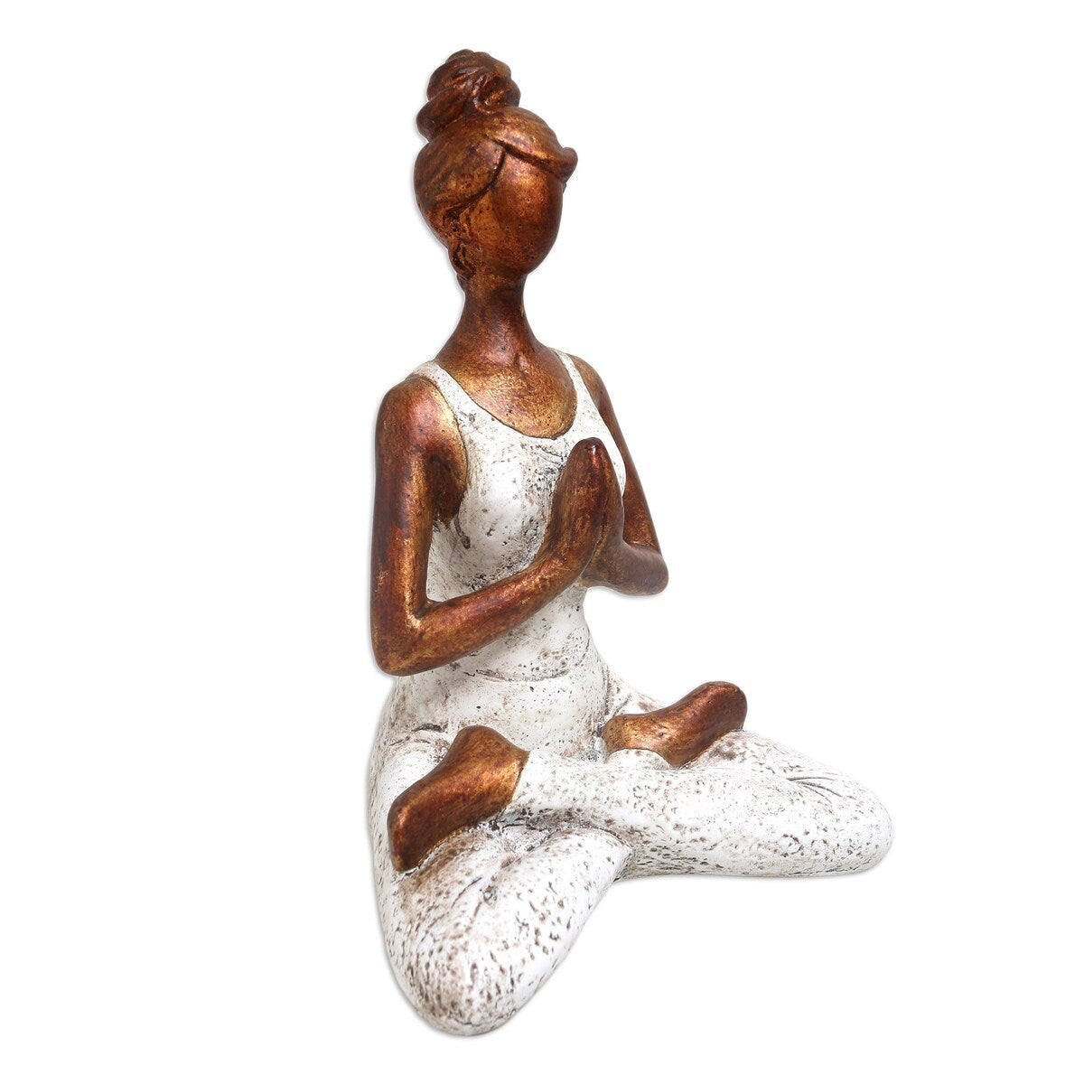 Novica Handmade Asana Pose In White Cement Statuette