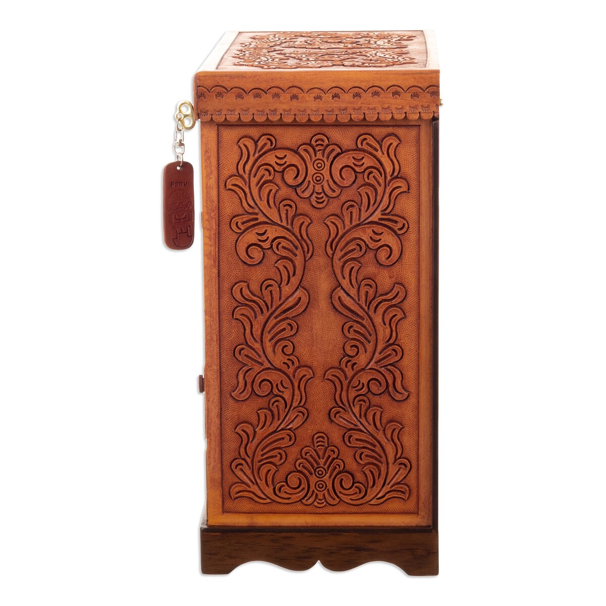 Novica Handmade Baroque Secrets Wood And Leather Jewelry Box