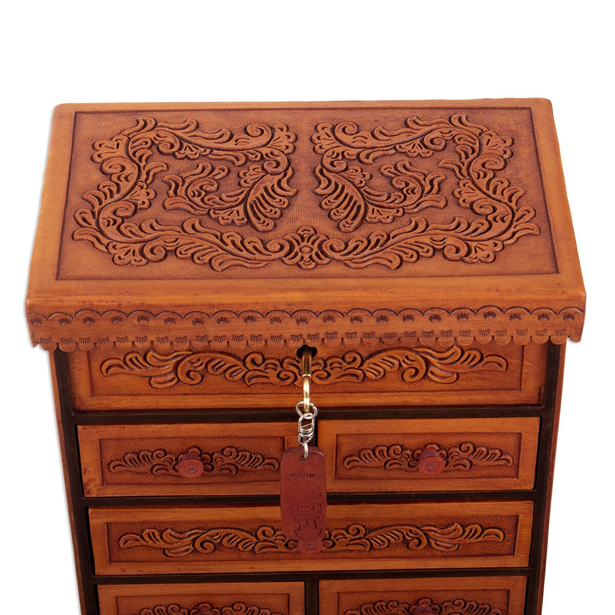 Novica Handmade Baroque Secrets Wood And Leather Jewelry Box